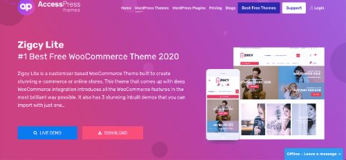 Best WordPress eCommerce Themes: Zigcy Lite